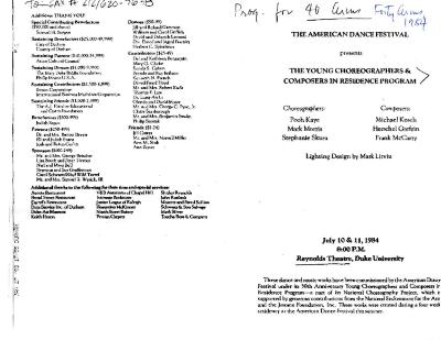 Program for American Dance Festival - July 10-11, 1984