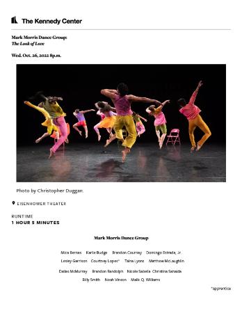 Program for “The Look of Love,” The John F. Kennedy Center for the Performing Arts - October 26-29, 2022