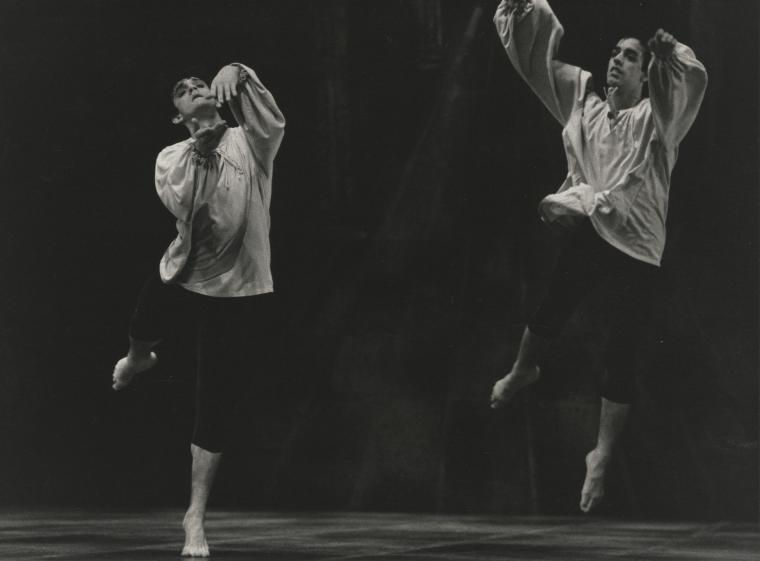 Mark Morris and Guillermo Resto in "Love, You Have Won" on the set of "Great Performances," 1986