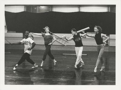 Joe Bowie, Megan Williams, William Wagner, and Alyce Bochette rehearsing "The Hard Nut" at Rue Bara Studios, 1990