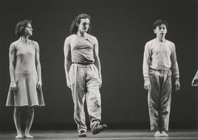 Tina Fehlandt, Mark Morris, and Keith Sabado at a curtain call for "Gloria," 1988