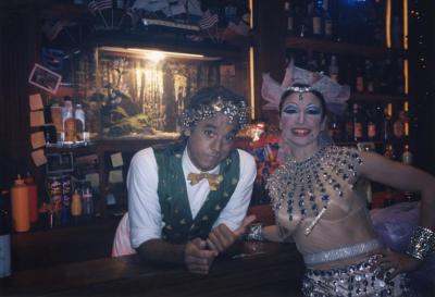 Guillermo Resto and June Omura before a performance of "Platee" at Cal Performances - October 2001