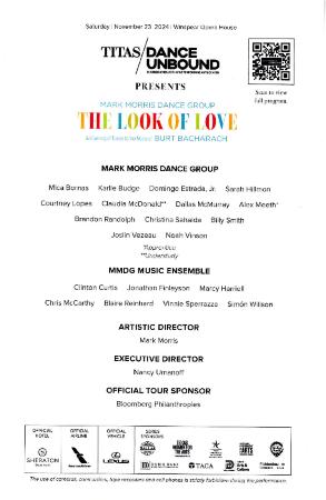 Program for "The Look of Love," TITAS/Dance Unbound - November 23, 2024