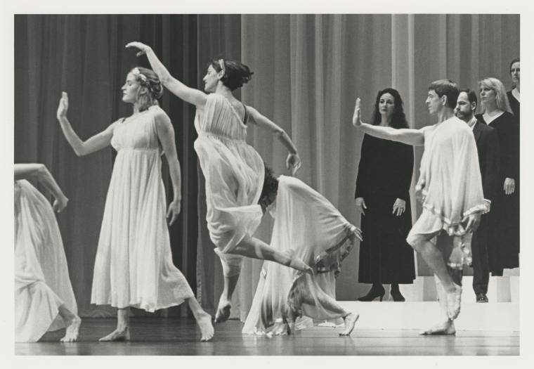 Julie Worden, Tina Fehlandt, Dan Joyce, and chorus  in "Orfeo ed Euridice," 1996