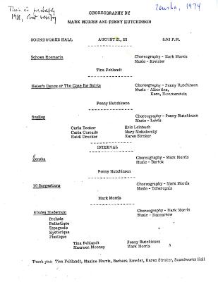 Program for Soundworks Hall (Seattle, WA) - August 21-22, 1981