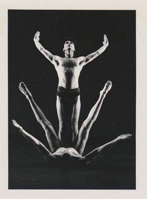 Jon Mensinger with Jean-Guillaume Weis (foreground) in "Strict Songs," 1990
